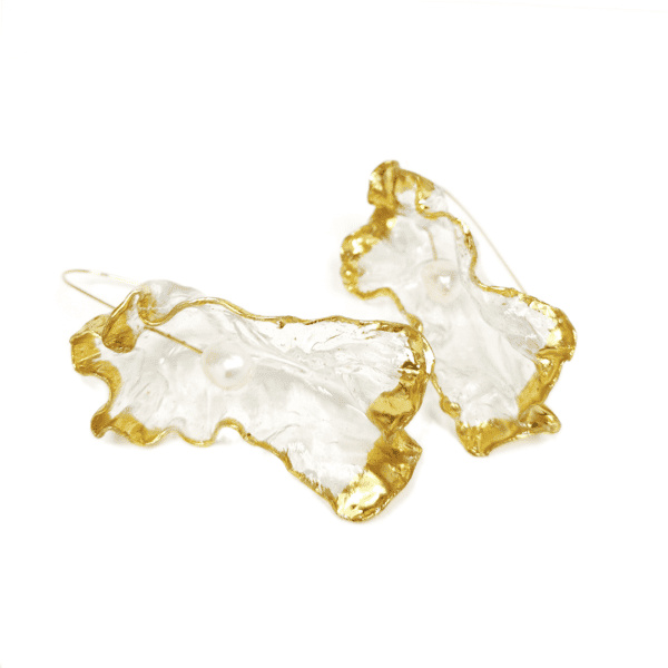 Avantelier selects ethical jewellery for you_W;nk Clear Blossom With Pearl Gold Earrings
