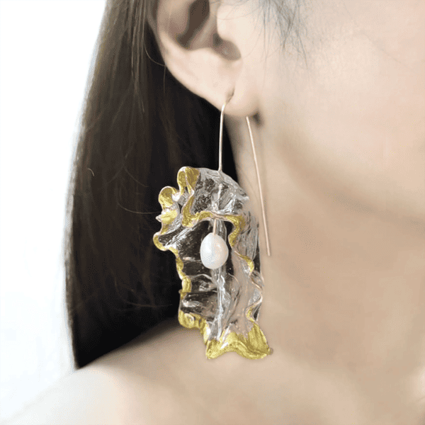 Avantelier selects ethical jewellery for you_W;nk Clear Blossom With Pearl Gold Earrings