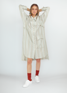 Avantelier selects ethical Outfits for you _ CHERNG Green Mountain-shaped Long Shirt