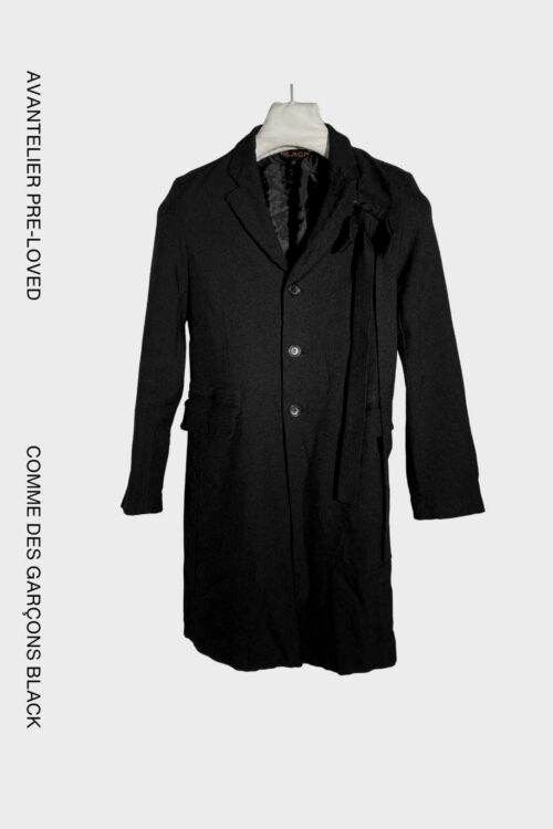 Comme Des Garçons Black SS 16 Black Tailored Coat With Ribbon Detail
