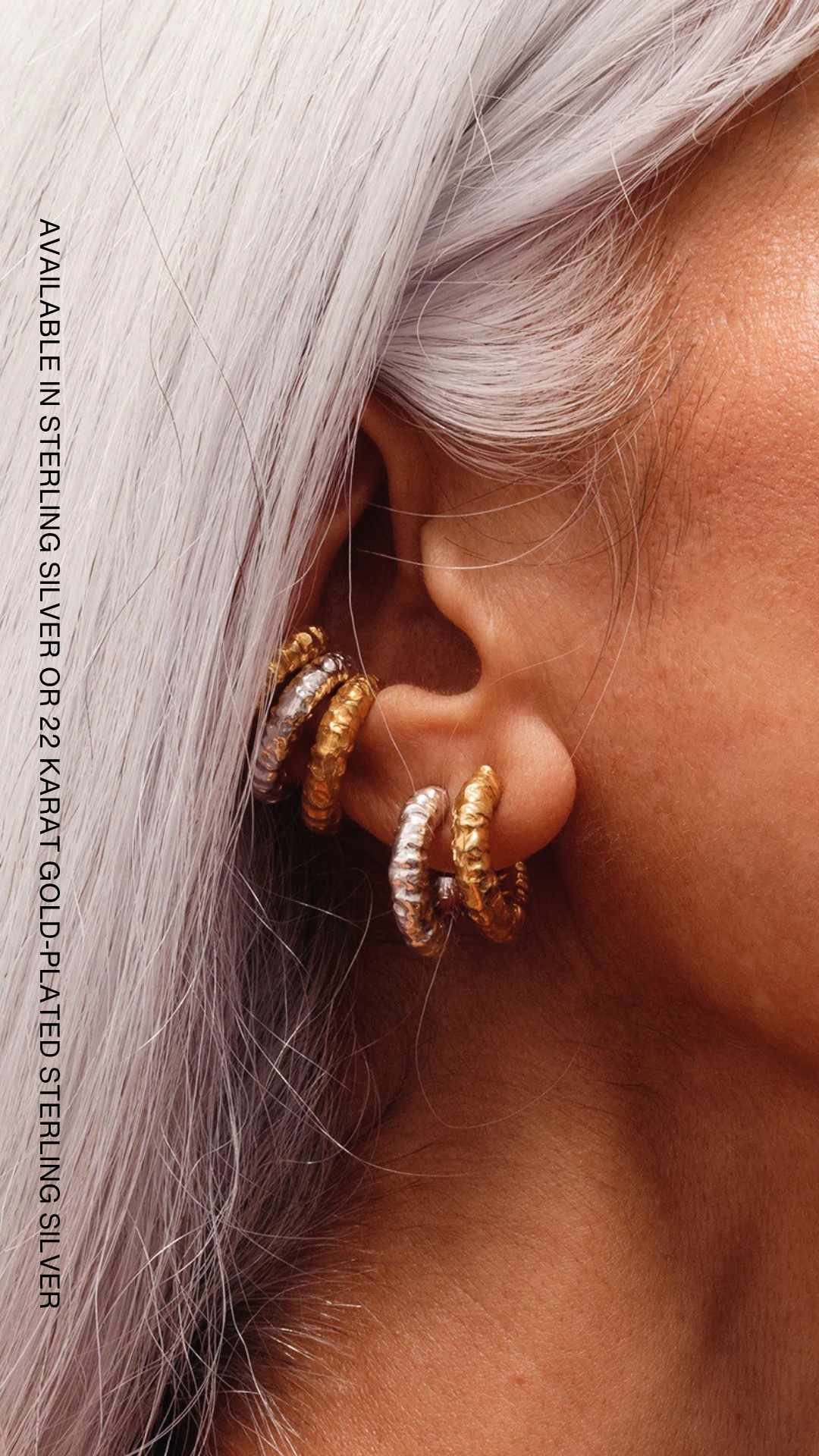 De Rosario Fenicio Earrings 1 hammered hoop earrings in recycled sterling silver