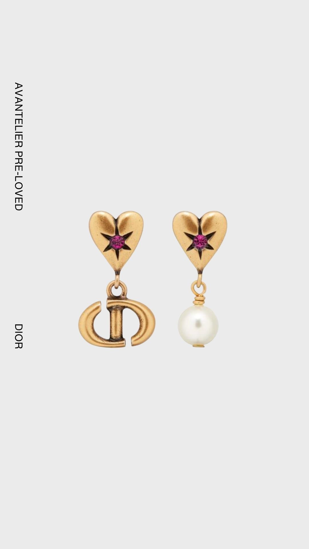 Christian Dior Gold-Tone Asymmetrical Lucky Charm Earrings | AVANTELIER Pre-Loved Dior