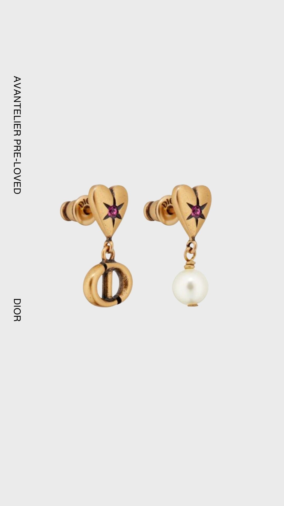 Christian Dior Gold-Tone Asymmetrical Lucky Charm Earrings | AVANTELIER Pre-Loved Dior