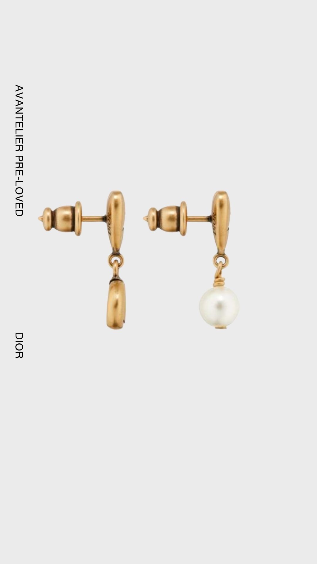 Christian Dior Gold-Tone Asymmetrical Lucky Charm Earrings | AVANTELIER Pre-Loved Dior