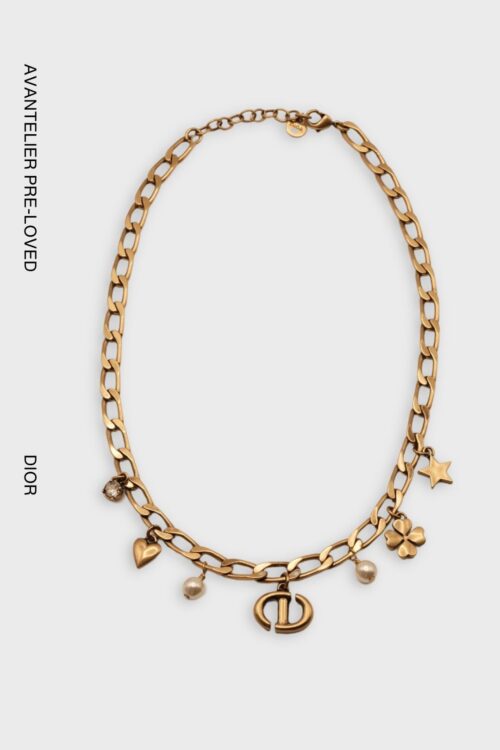 Christian Dior Gold-Tone CD Lucky Charm Necklace | AVANTELIER Pre-Loved Dior Jewellery