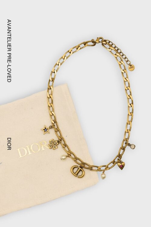 Christian Dior Gold-Tone CD Lucky Charm Necklace | AVANTELIER Pre-Loved Dior Jewellery